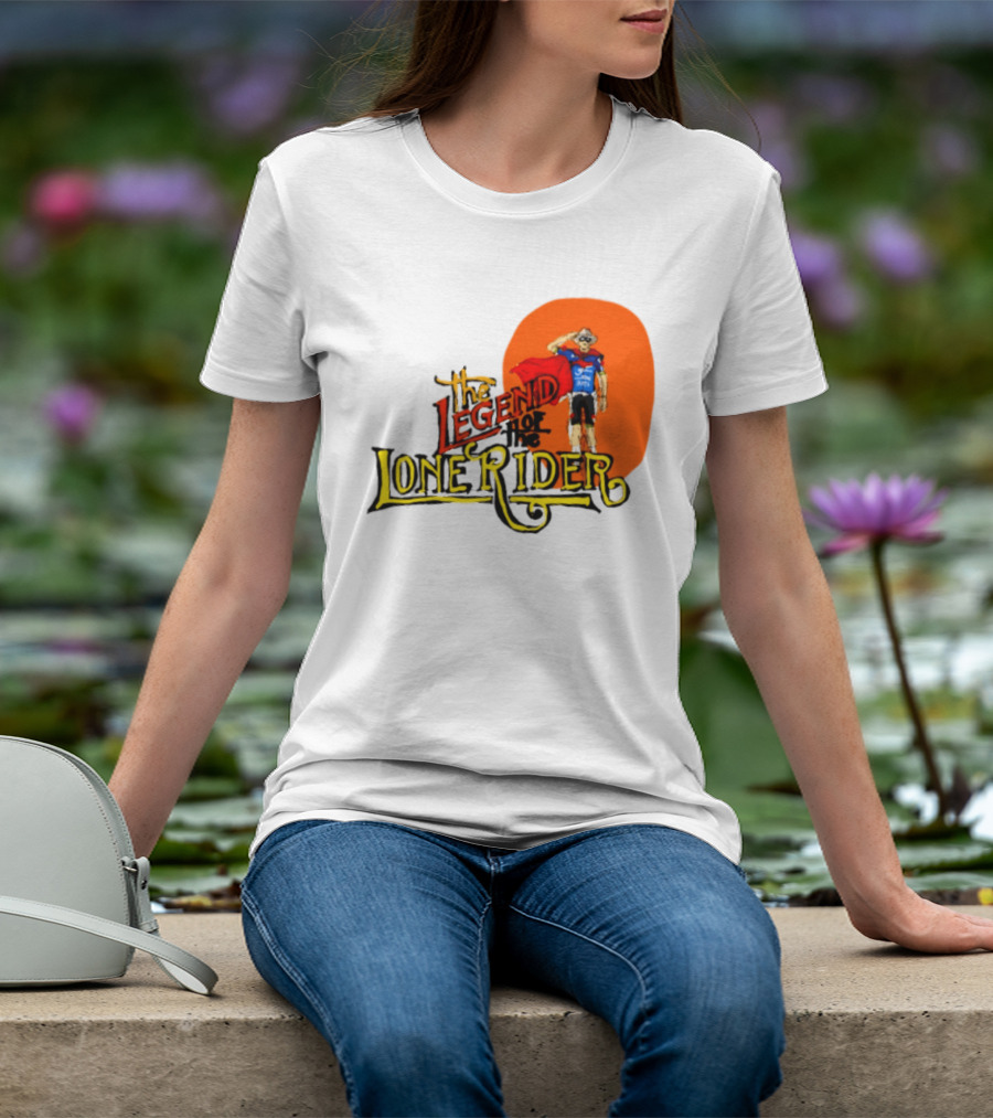 Legend Of The Lone Rider Cyclist Red Cape Blue Outfit T-Shirt