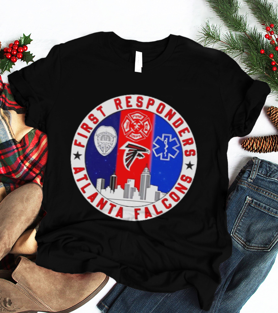 Atlanta Falcons First Responders 9.11 Never Forget Skyline T-Shirt