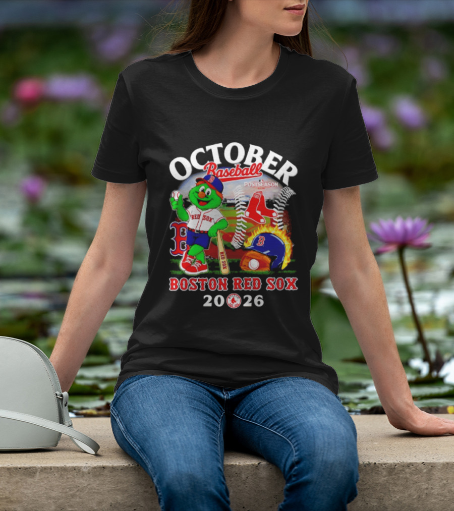 Boston Red Sox October Baseball Postseason 2026 Mascot Red Sox T-Shirt