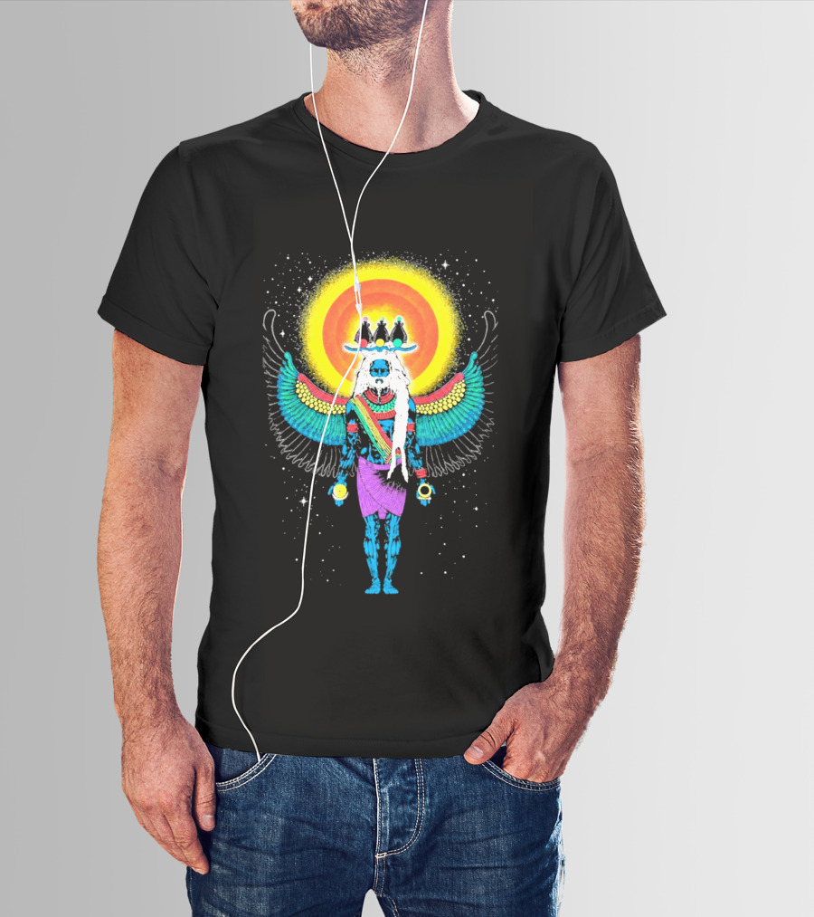 Major Lazer Swizz Beatz Psychedelic Ancient Egyptian Winged Sunburst Deity T-Shirt