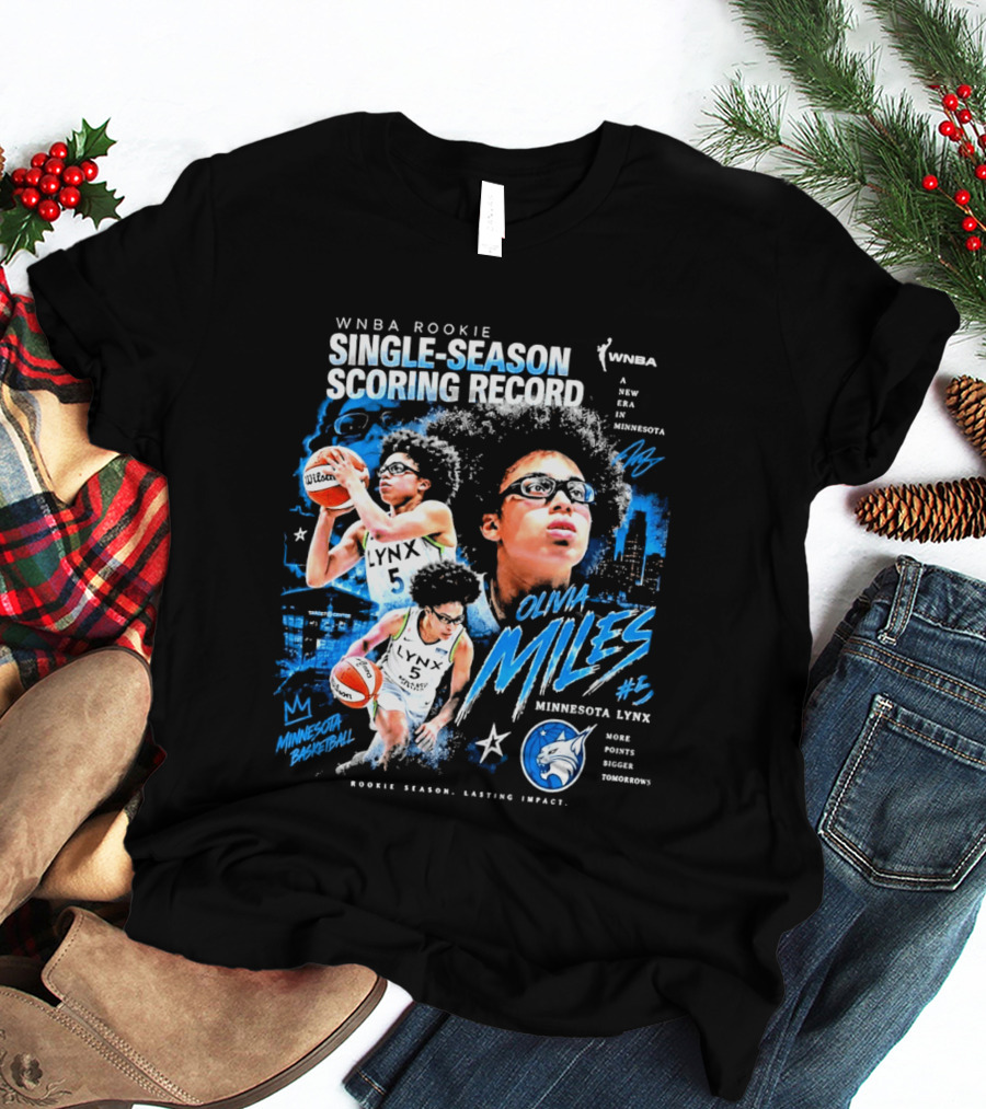 WNBA Rookie Olivia Miles Minnesota Lynx Single Season Scoring Record Impact T-Shirt