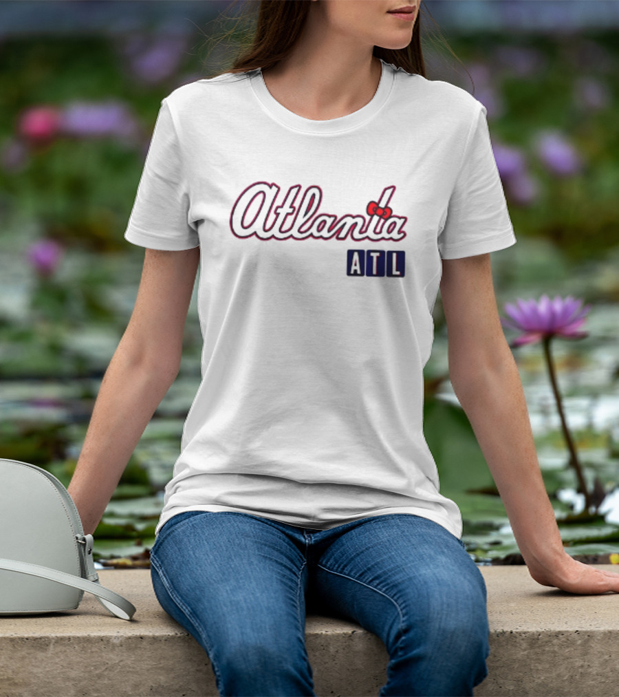 Atlanta Braves Hello Kitty ATL 2026 Baseball Cartoon Collaboration T-Shirt