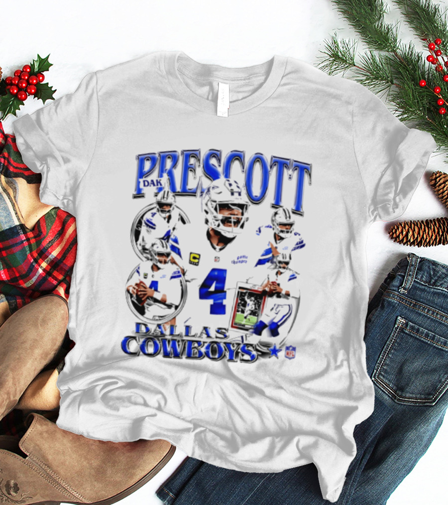 Prescott 4 Dallas Cowboys Player Collage 2026 T-Shirt