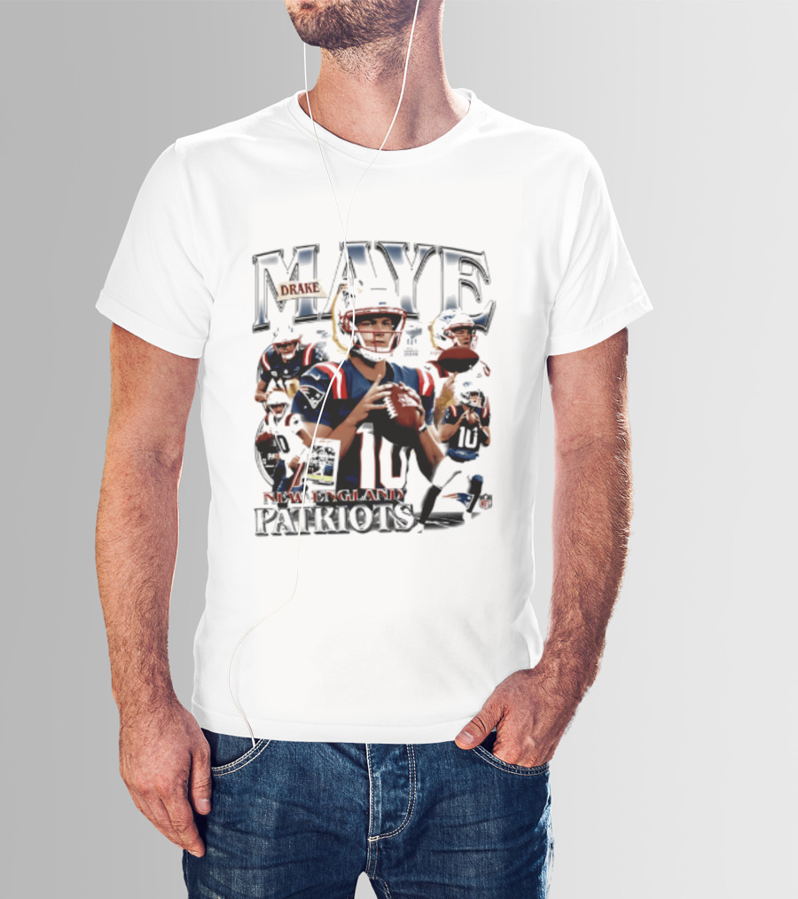 Drake Maye New England Patriots 2026 Player Collage Football Jersey T-Shirt