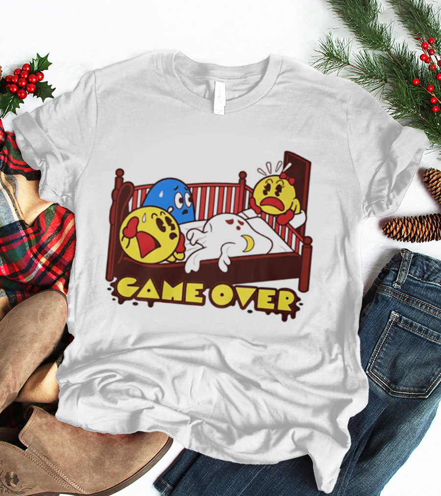 Game Over Halloween Pac Man Ghost Bed Scene T-Shirt