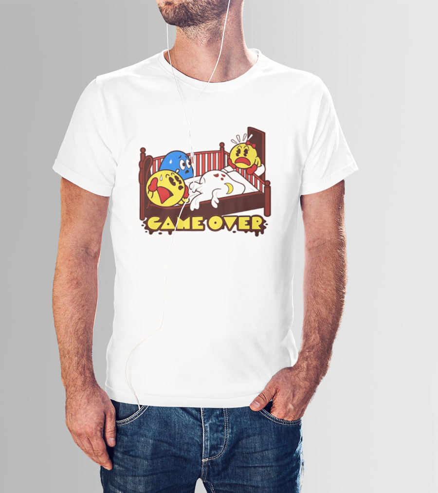 Game Over Halloween Pac Man Ghost Bed Scene T-Shirt