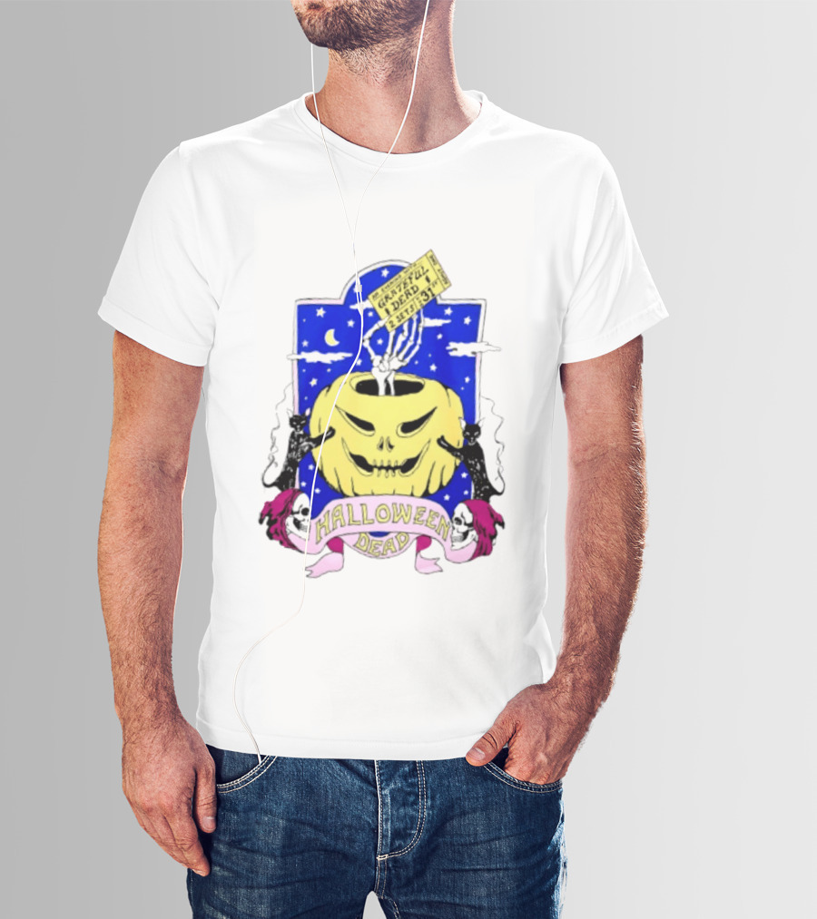 Grateful Dead Halloween Skeleton Hand With Pumpkin And Ticket 1971 T-Shirt