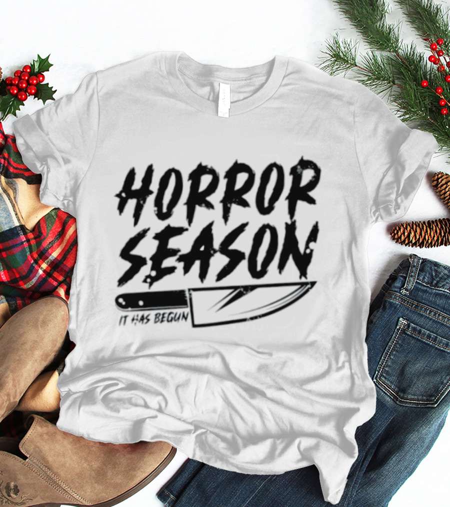 Horror Season It Has Begun Scary Halloween Knife T-Shirt