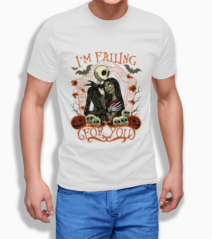 I'm Falling For You The Nightmare Before Halloween Jack And Sally Halloween Pumpkins Skulls Bats T-Shirt
