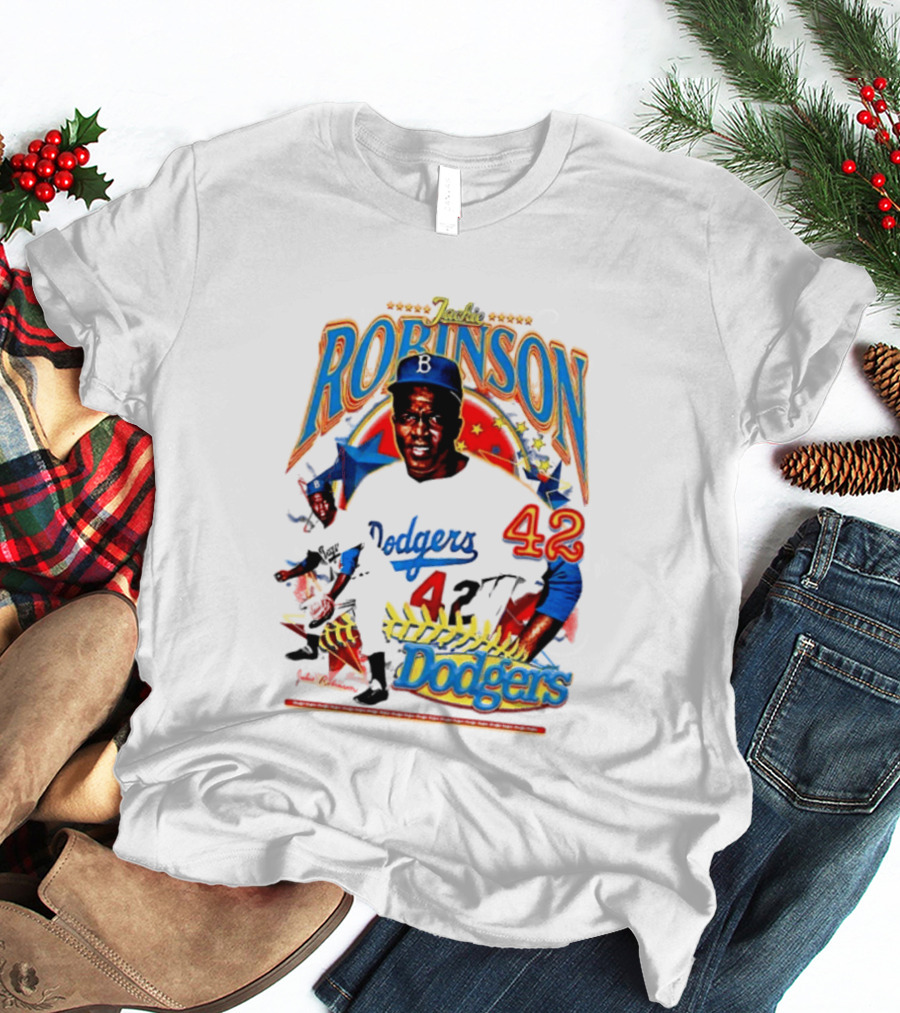 Jackie Robinson Dodgers 42 Legends Baseball Icon Two Sided T-Shirt