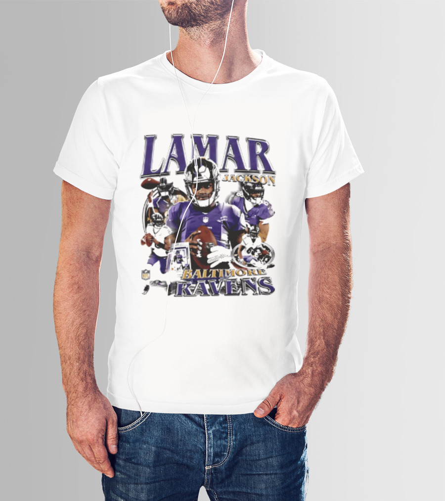 Lamar Jackson Baltimore Ravens Player Collage T-Shirt