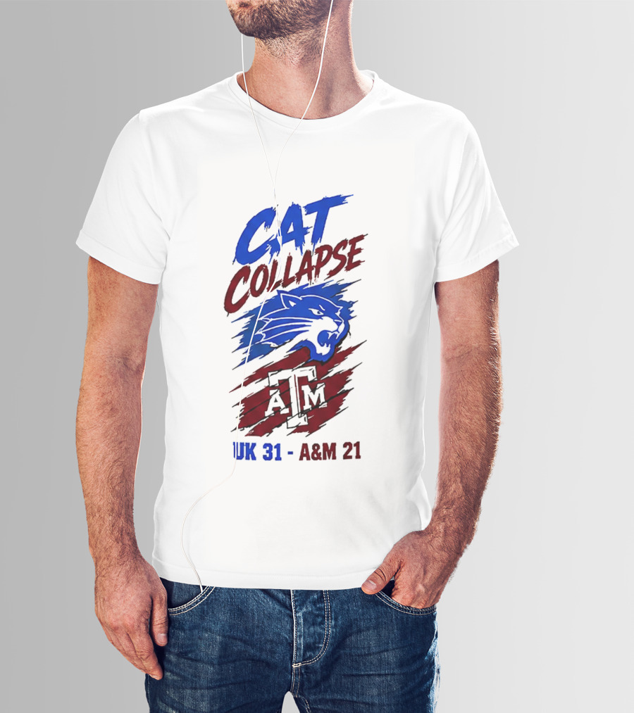 NCAA 2026 Cat Collapse UK 31 A&M 21 Kentucky Wildcats Vs Texas A&M Aggies T-Shirt