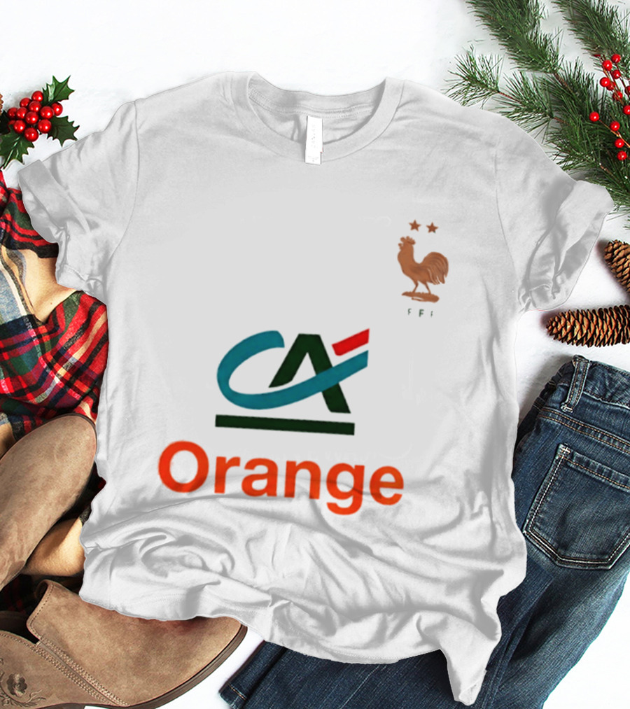 Crédit Agricole Orange Rooster Emblem With Stars And FF T-Shirt