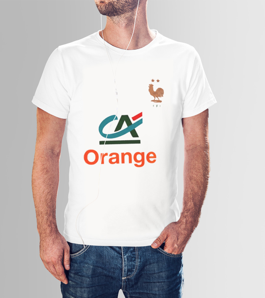 Crédit Agricole Orange Rooster Emblem With Stars And FF T-Shirt
