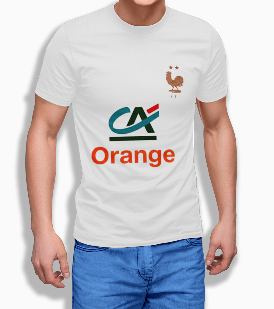 Crédit Agricole Orange Rooster Emblem With Stars And FF T-Shirt