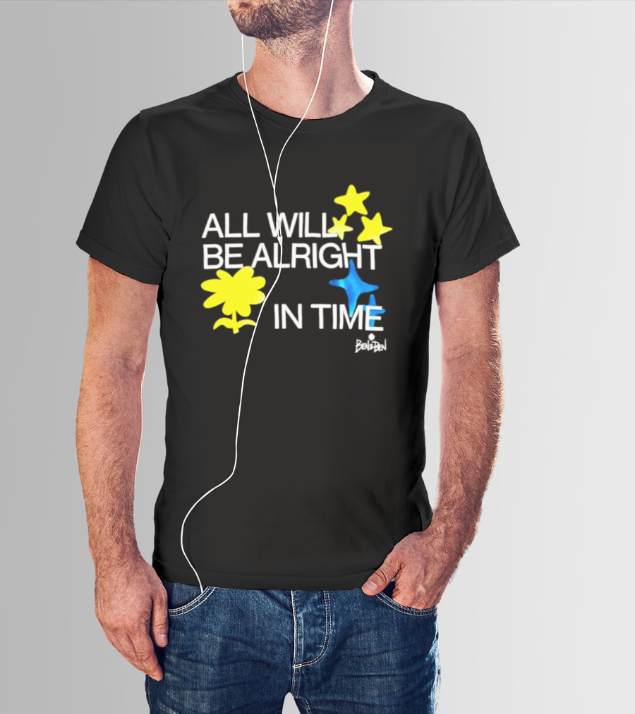 All Will Be Alright In Time OPM Star Text With Yellow Flowers And Stars T-Shirt