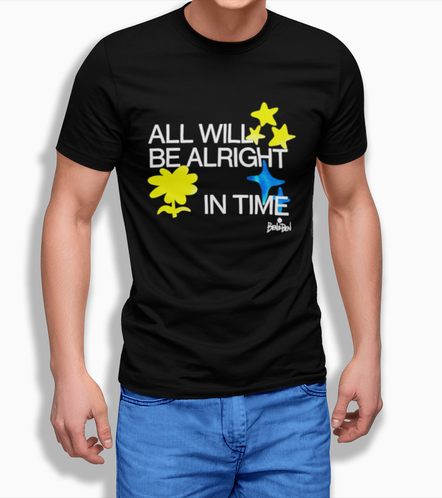 All Will Be Alright In Time OPM Star Text With Yellow Flowers And Stars T-Shirt