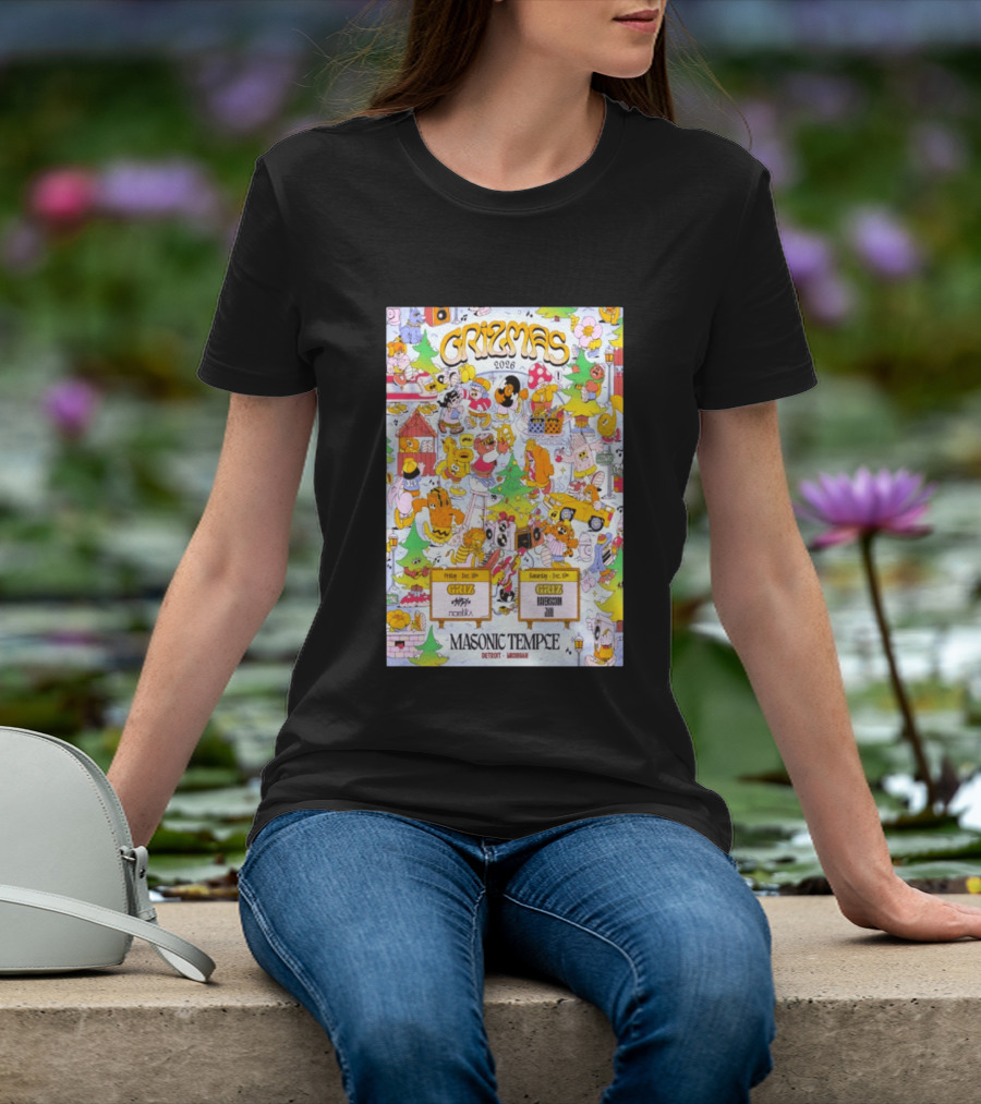GRiZMAS 2026 Masonic Temple Detroit Michigan GRiZ Sippy Noetika Event Cartoons T-Shirt