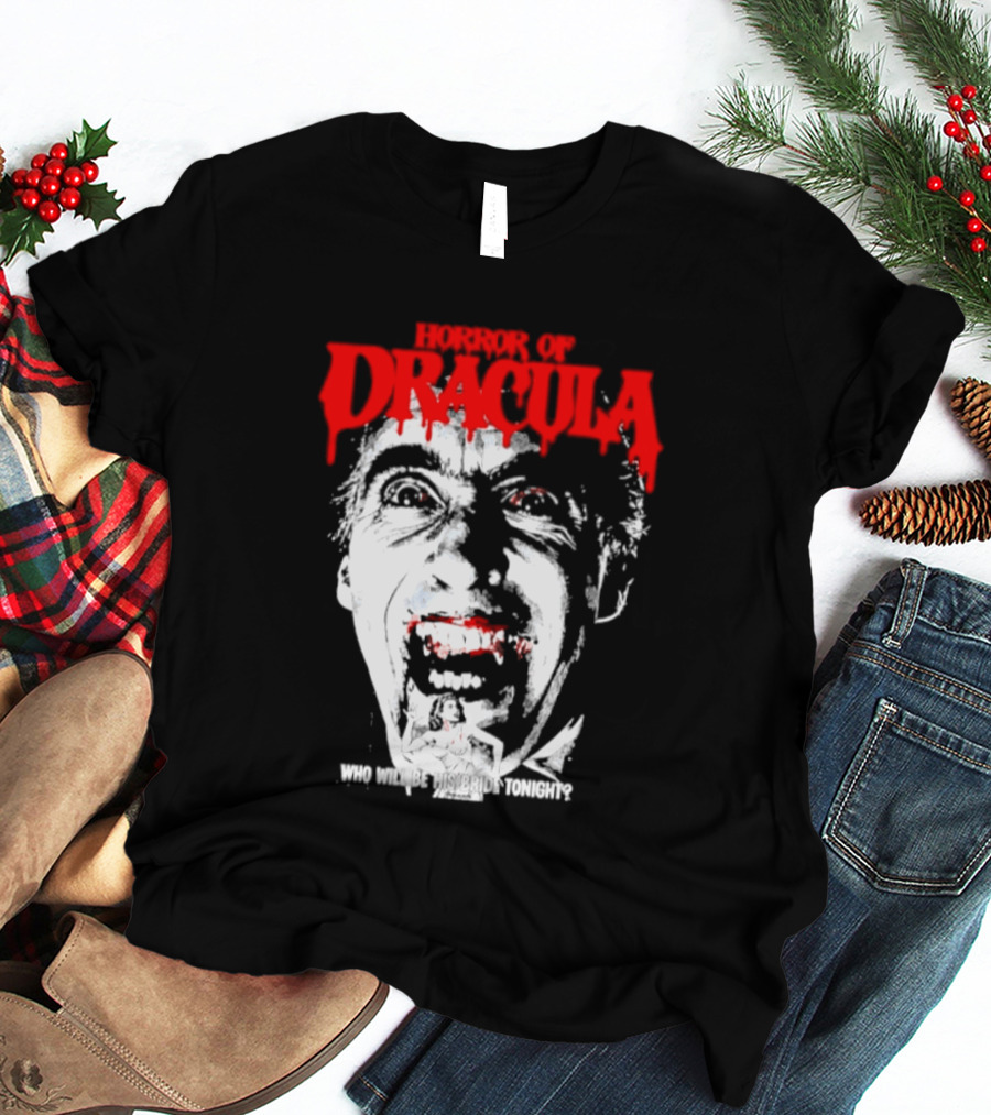 Horror Of Dracula Who Will Be His Bride Tonight Vintage Vampire Movie T-Shirt