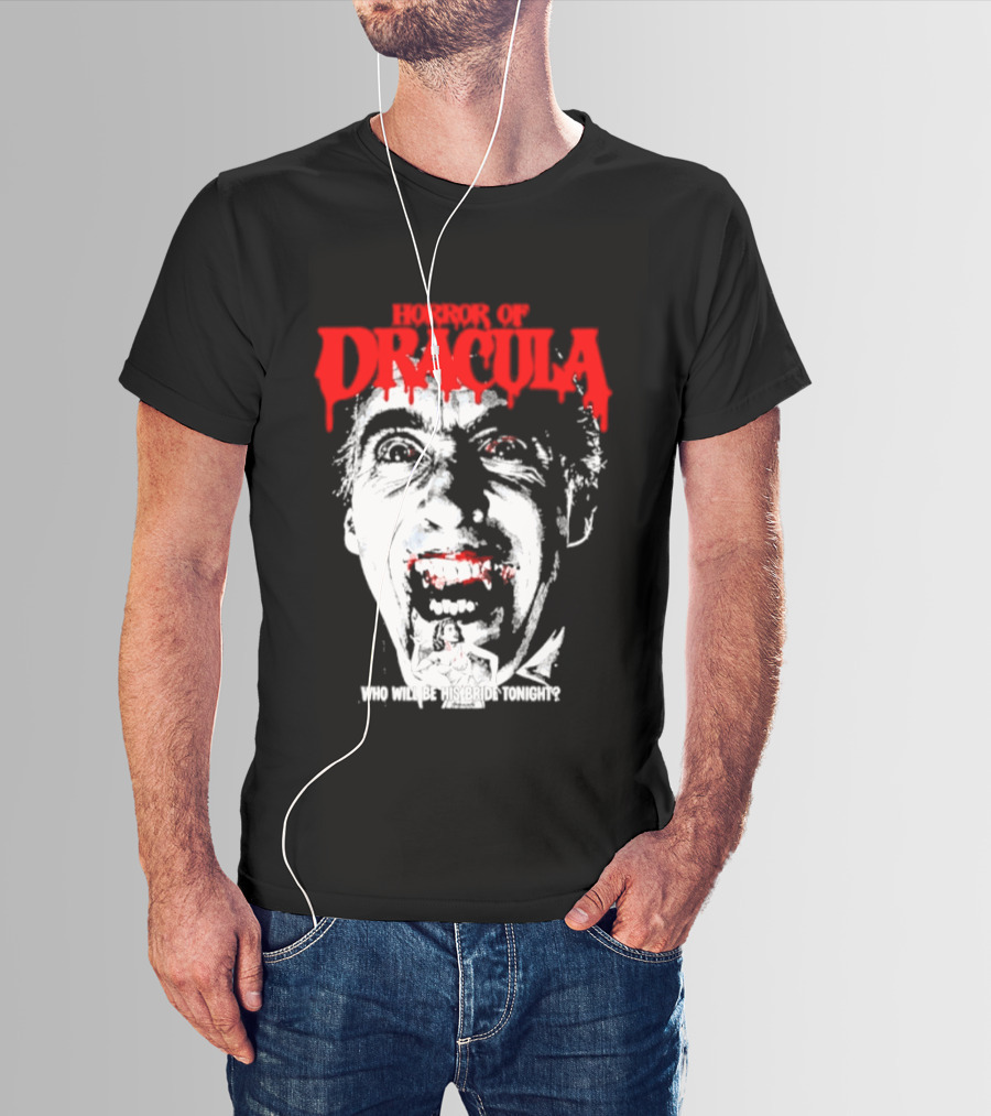 Horror Of Dracula Who Will Be His Bride Tonight Vintage Vampire Movie T-Shirt