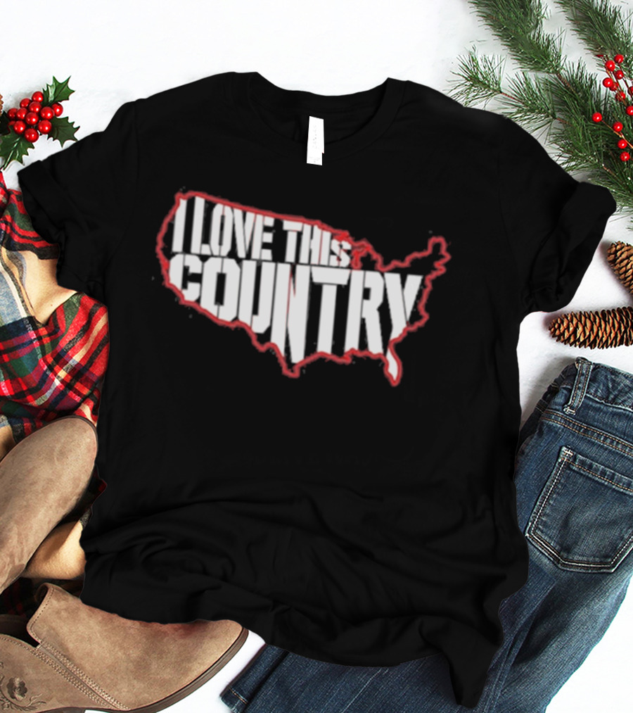 I Love This Country United States Map T-Shirt