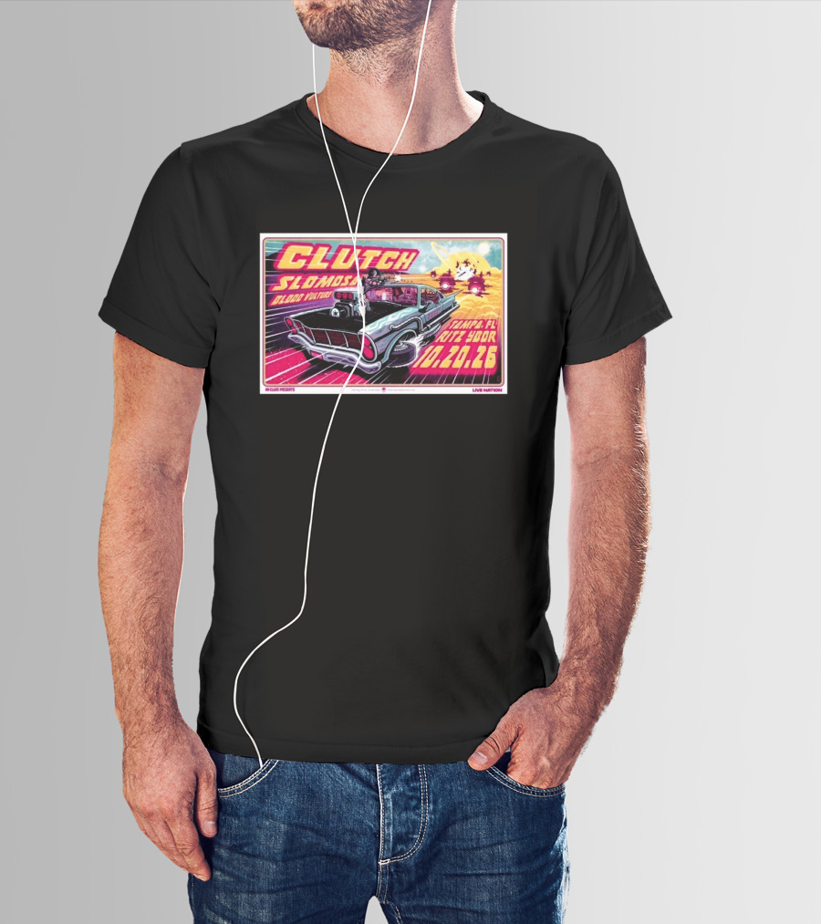 Clutch Slomosa Blood Vulture Tampa FL Ritz Ybor 10 20 26 Live Nation Promo Car T-Shirt
