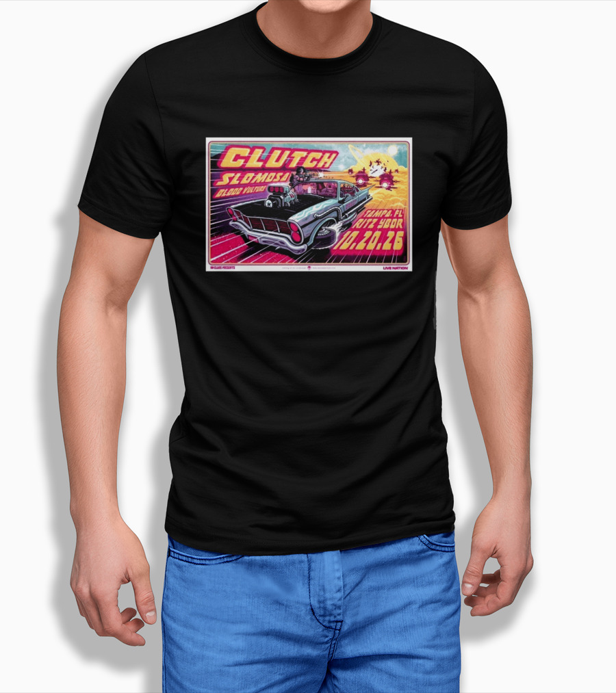 Clutch Slomosa Blood Vulture Tampa FL Ritz Ybor 10 20 26 Live Nation Promo Car T-Shirt