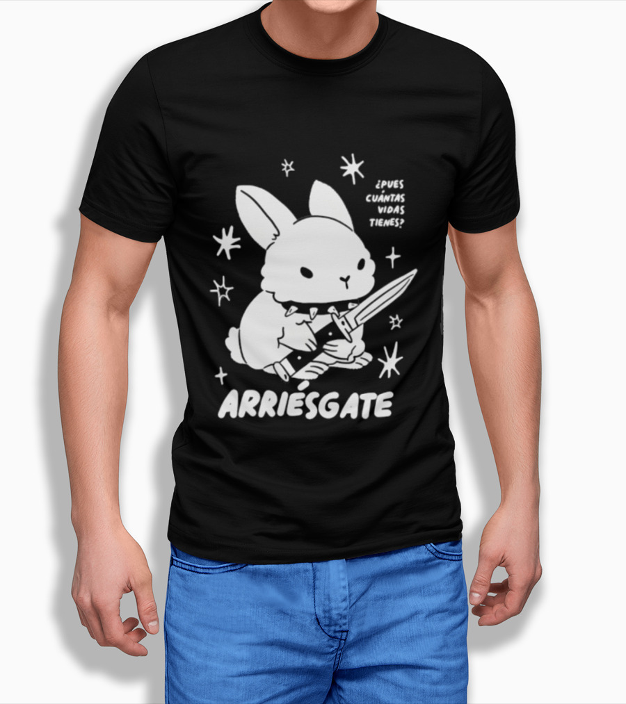 Dulce Nopronto ¿Pues Cuántas Vidas Tienes Arriésgate Conejo Cuchillo Kawaii Estrellas T-Shirt