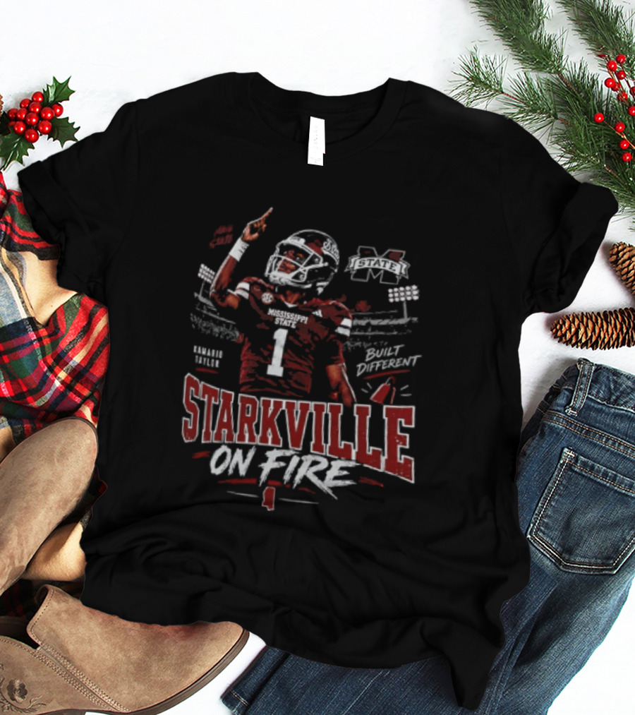 Mississippi State Bulldogs Kamario Taylor Starkville On Fire Hail State T-Shirt