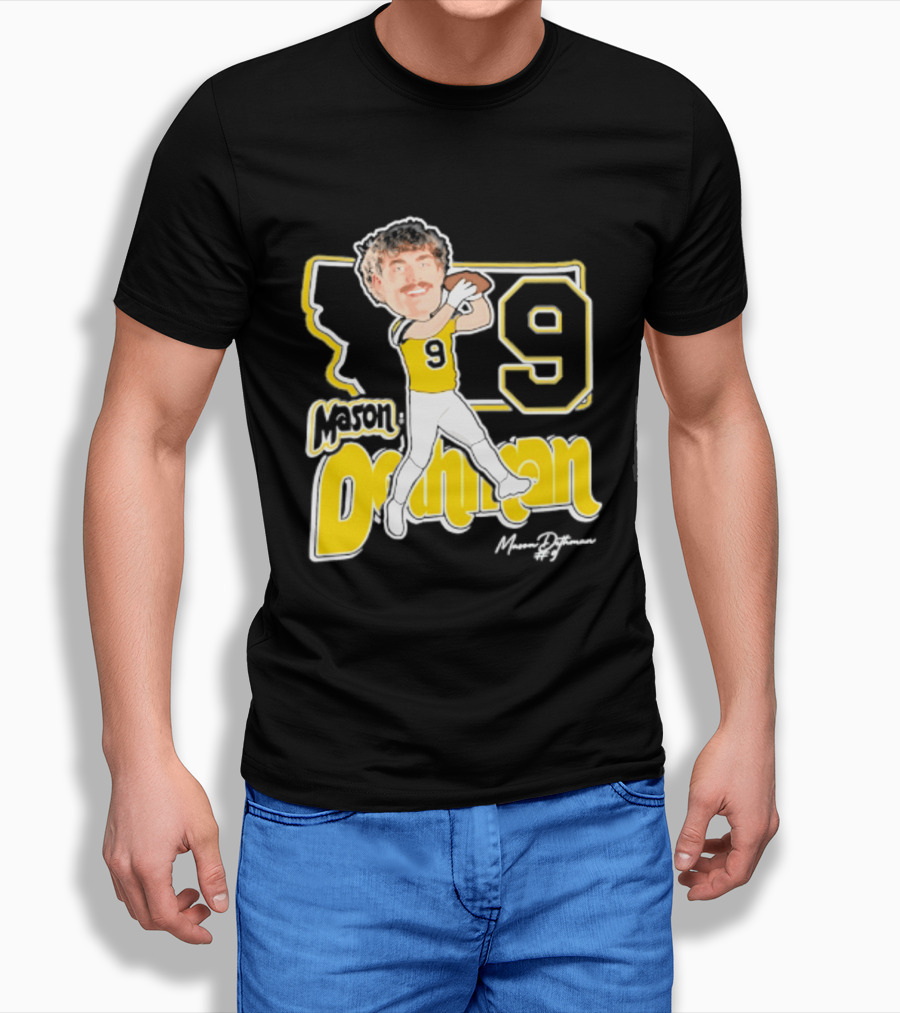 Mason Dethman Montana State Bobcats Caricature 2026 Number 9 Football T-Shirt