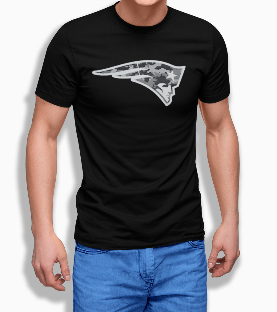 New England Patriots 2026 Salute To Service Camo Patriots Head T-Shirt