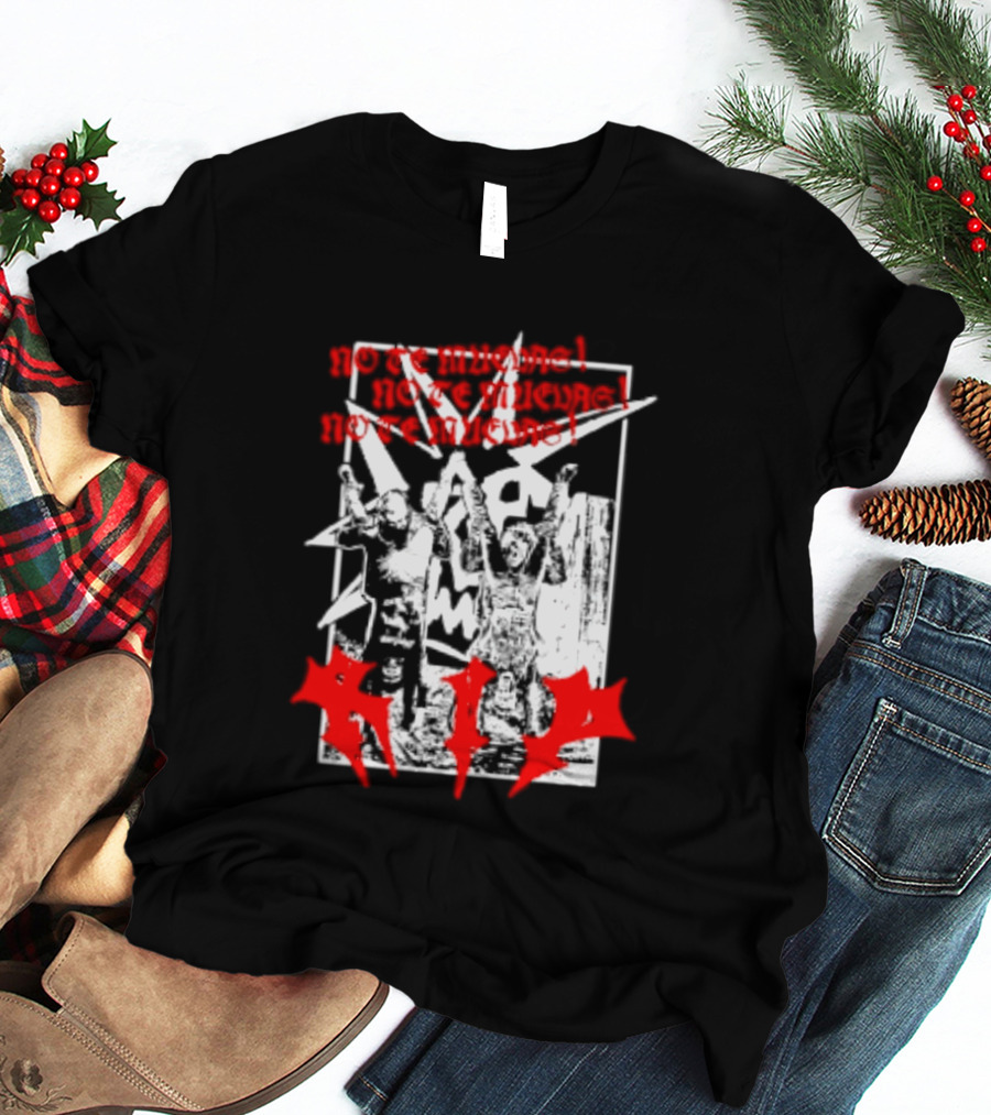 No Te Muevas Rip Punk Rock Hardcore Band White And Red Distorted T-Shirt