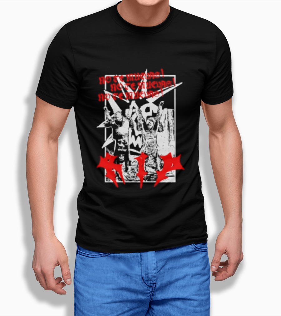 No Te Muevas Rip Punk Rock Hardcore Band White And Red Distorted T-Shirt