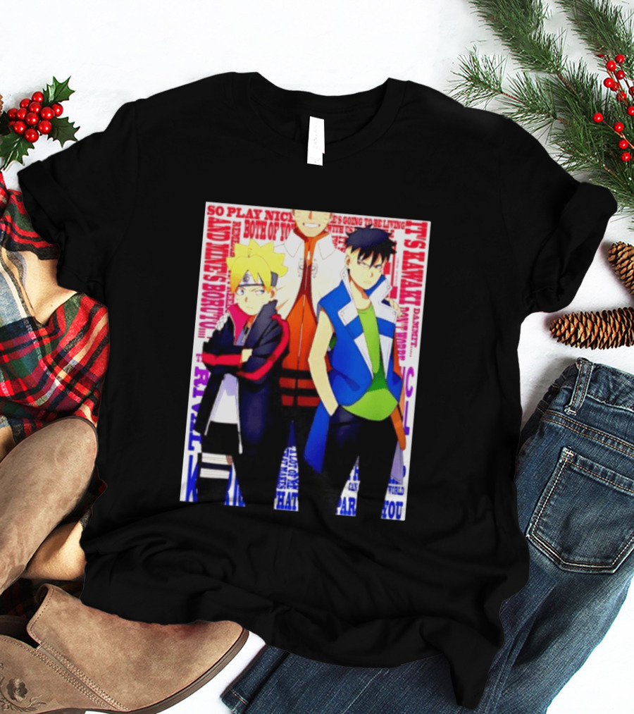 Uzumaki Boruto Naruto Kawaki Rivals Bright Style Manga Characters T-Shirt