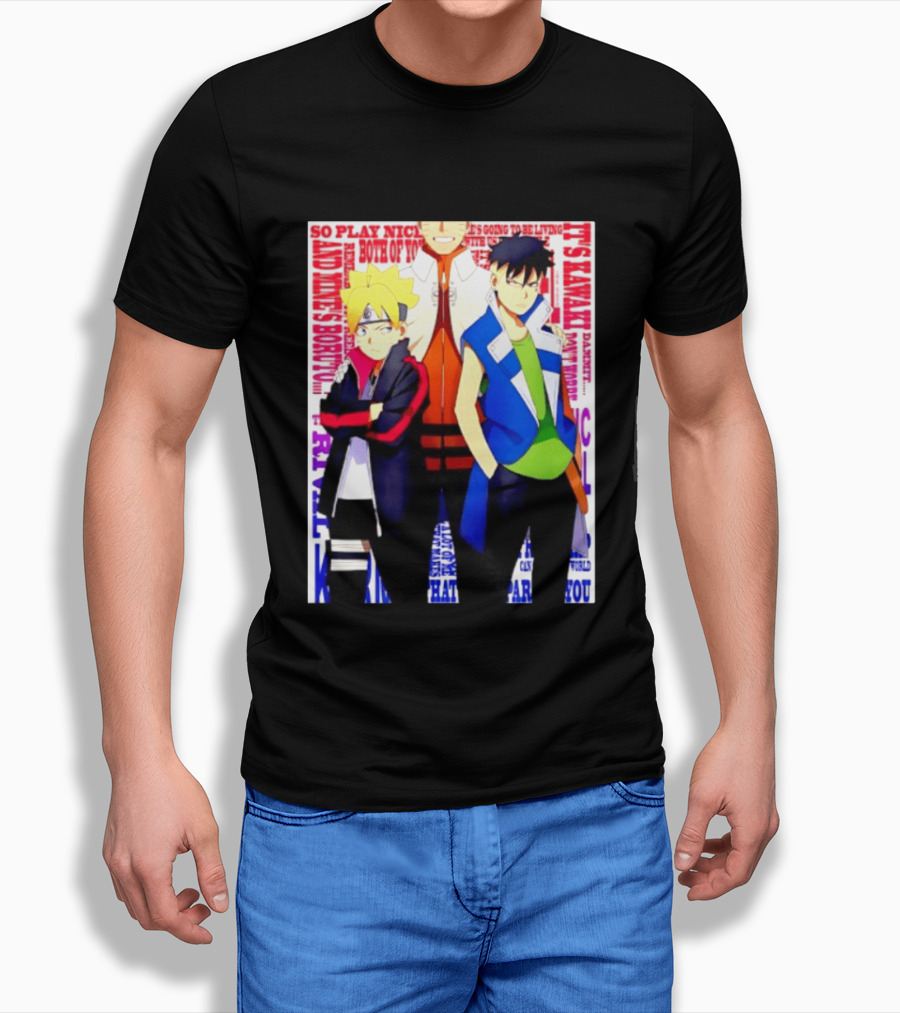 Uzumaki Boruto Naruto Kawaki Rivals Bright Style Manga Characters T-Shirt