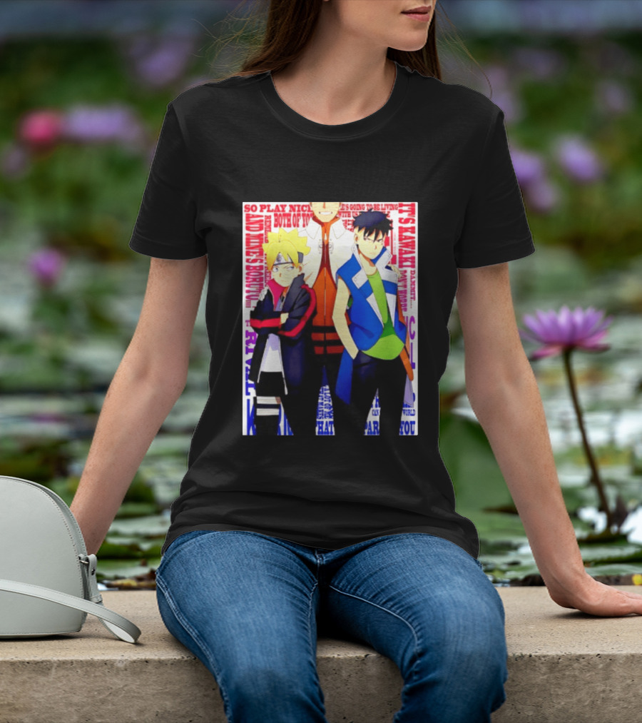 Uzumaki Boruto Naruto Kawaki Rivals Bright Style Manga Characters T-Shirt