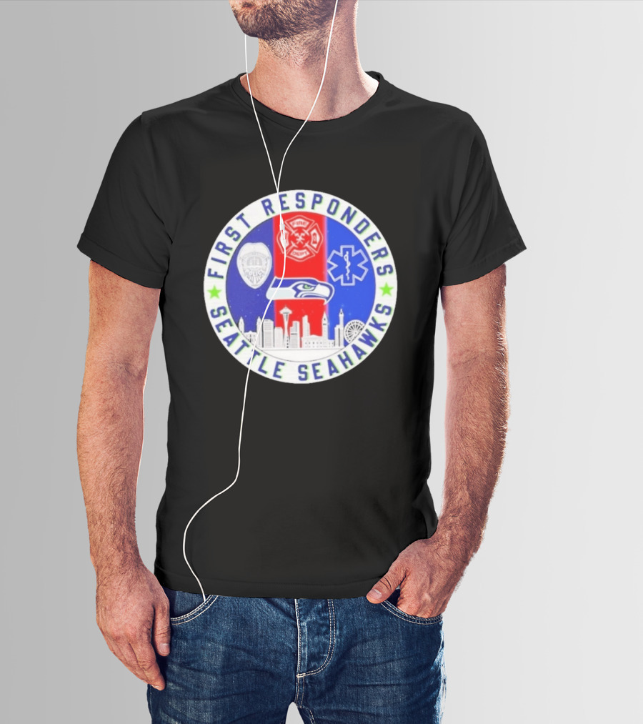 Seattle Seahawks First Responders Never Forget 9 11 Skyline T-Shirt