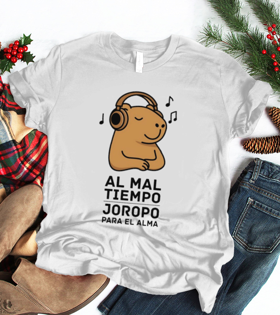 Al Mal Tiempo Joropo Para El Alma Capybara Headphones Music Notes T-Shirt