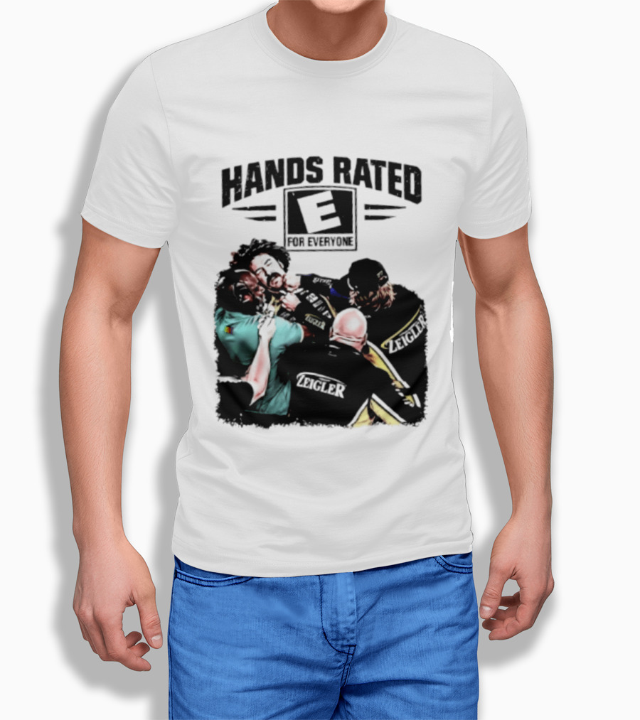 Hands Rated E For Everyone NASCAR Racing Brawl Scene T-Shirt