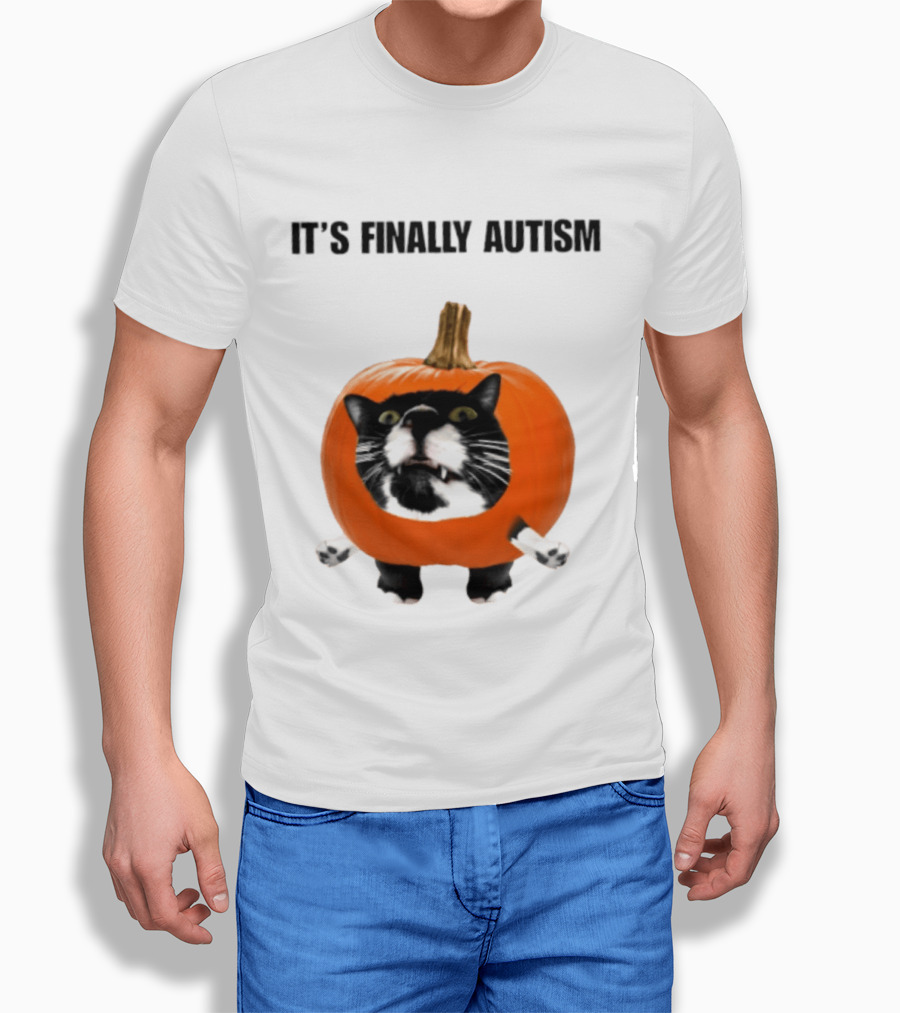 It's Finally Autism Cat Pumpkin T-Shirt