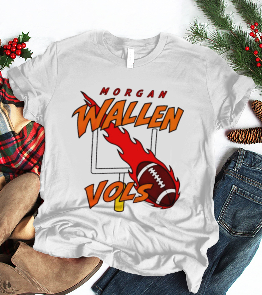 Morgan Wallen Vols Football Tennessee Volunteers Flaming Football Goalpost T-Shirt