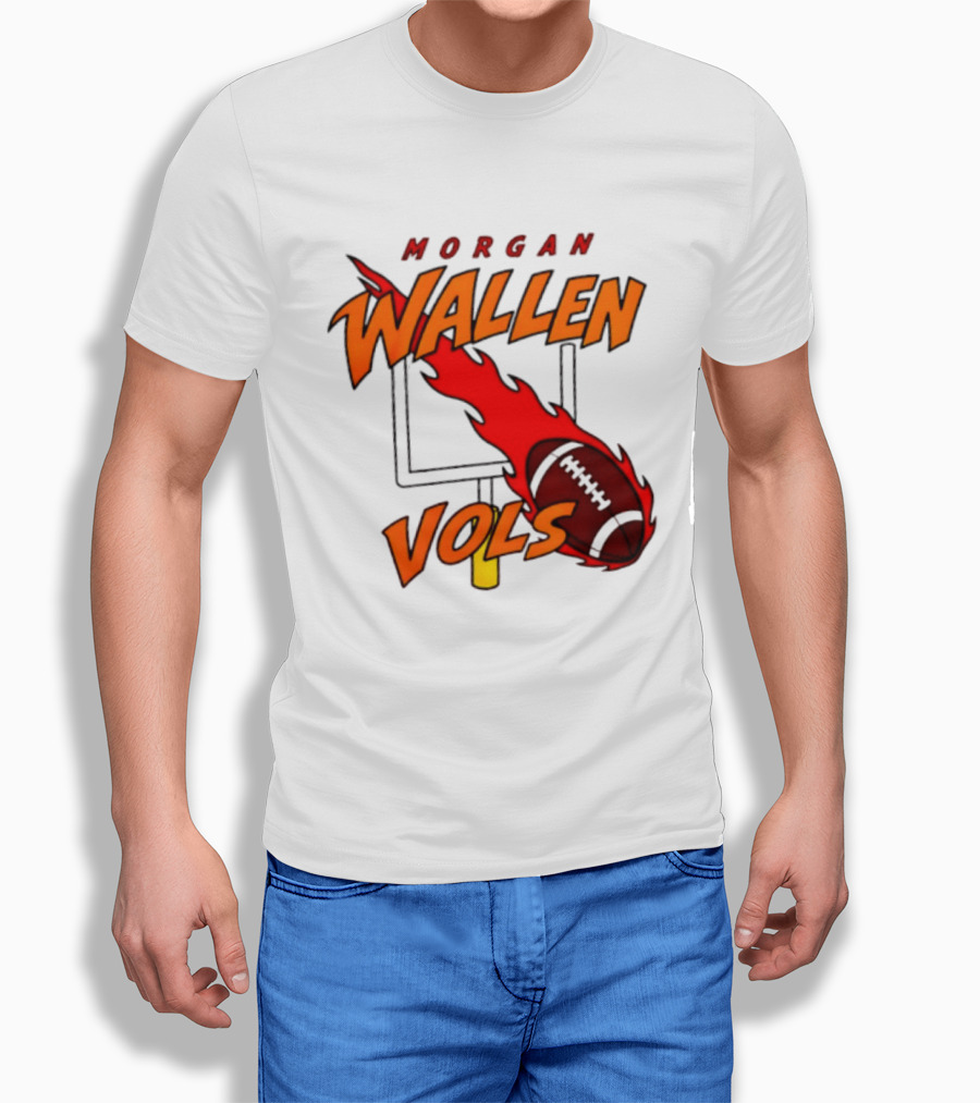 Morgan Wallen Vols Football Tennessee Volunteers Flaming Football Goalpost T-Shirt