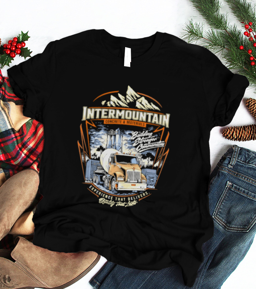 Intermountain Concrete And Materials Building America Truck Mountains Scene T-Shirt