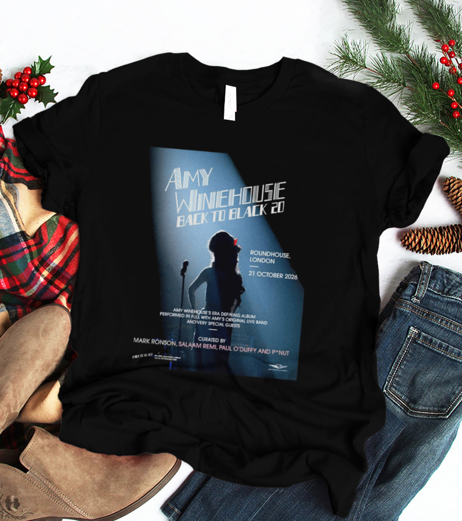 Amy Winehouse Back To Black 20 Roundhouse London 21 October 2026 Live Performance Event T-Shirt