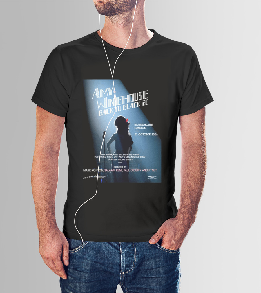 Amy Winehouse Back To Black 20 Roundhouse London 21 October 2026 Live Performance Event T-Shirt