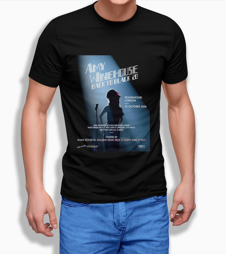 Amy Winehouse Back To Black 20 Roundhouse London 21 October 2026 Live Performance Event T-Shirt