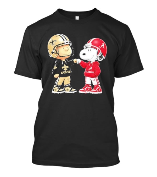 Charlie Brown Saints Snoopy Alabama Fist Bump Football T-Shirt