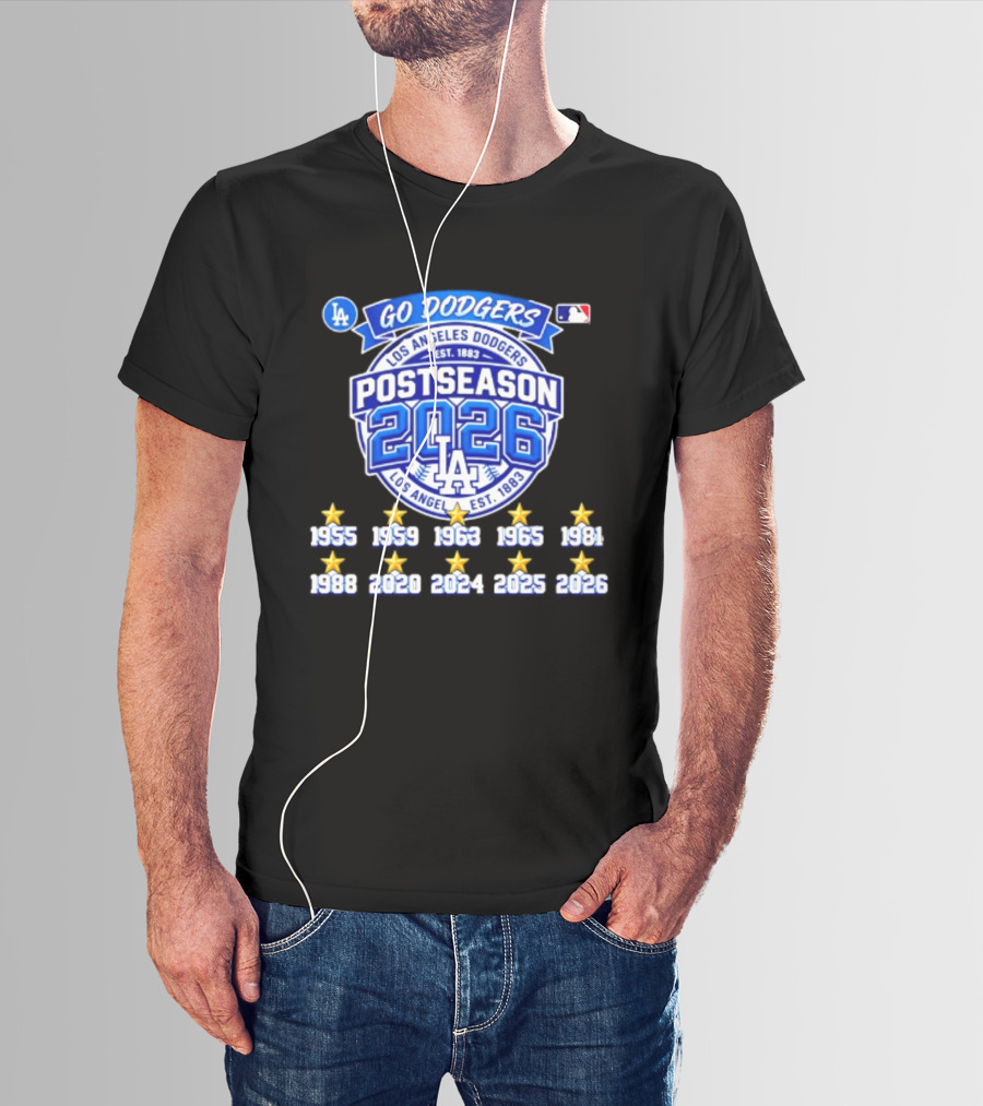 Los Angeles Dodgers 2026 Postseason Champs Ten Time Winners Est 1883 T-Shirt