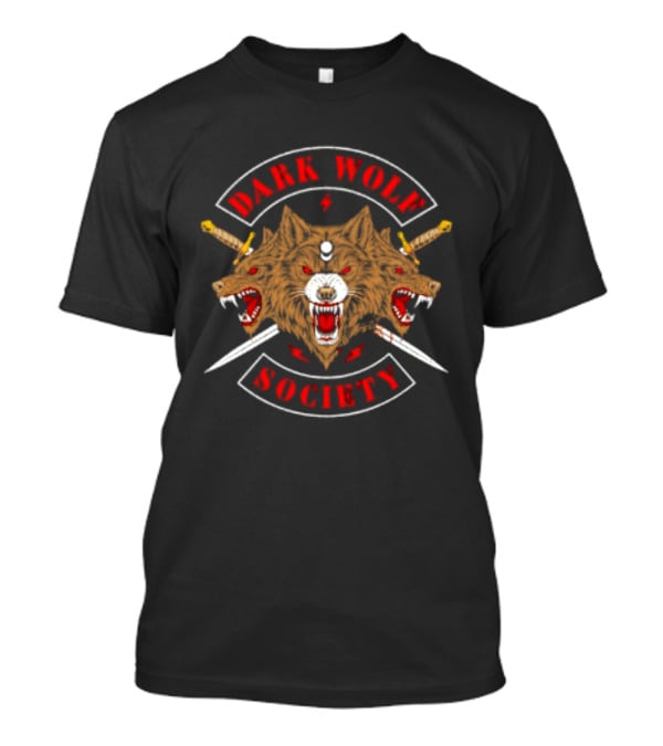 Dark Wolf Society Gothic Three Headed Sword Wolves T-Shirt