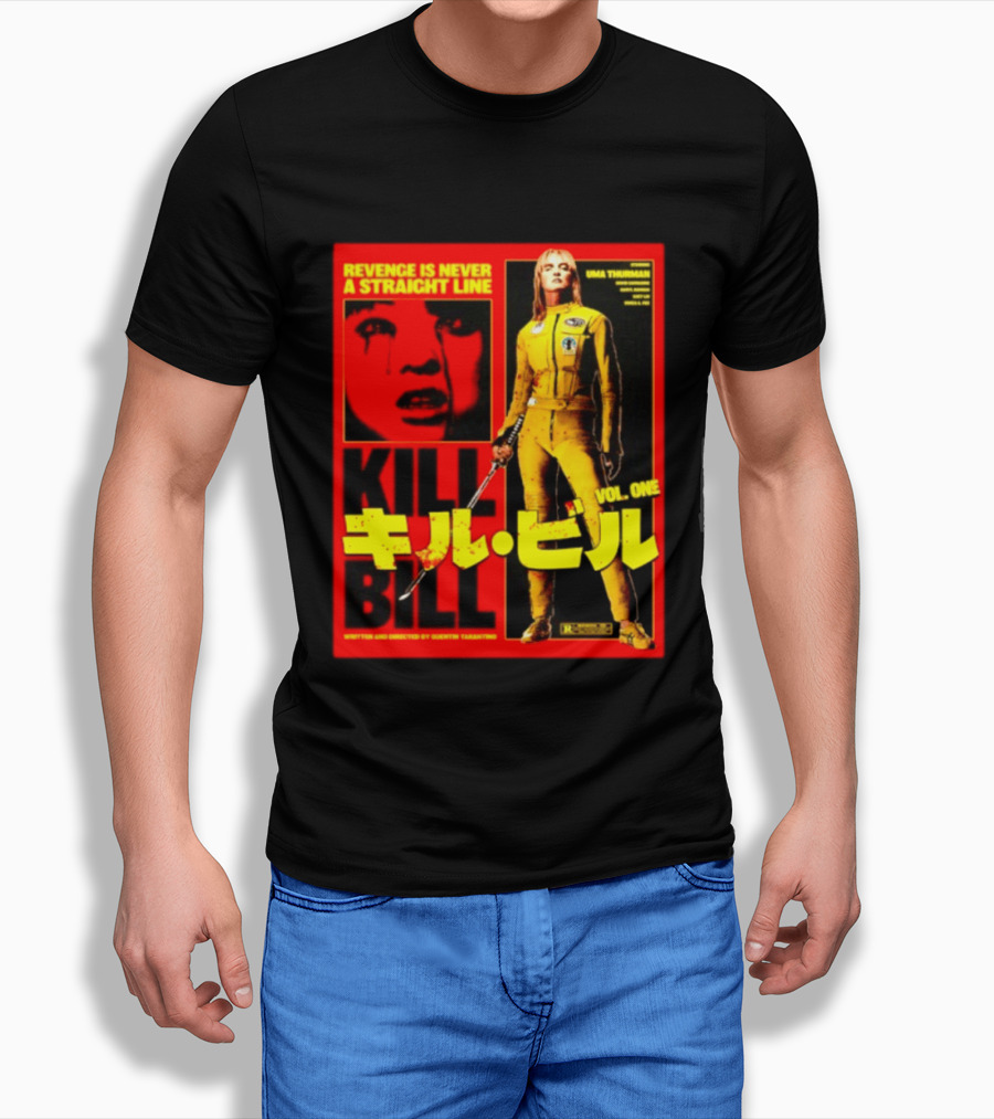 Revenge Is Never A Straight Line Kill Bill Vol One Uma Thurman Quentin Tarantino T-Shirt